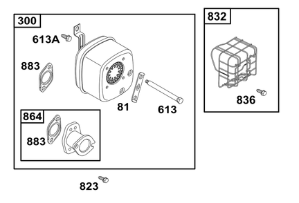 Exhaust Group Diagram and Parts List for 21R507-0014-H5  Briggs and Stratton Engine